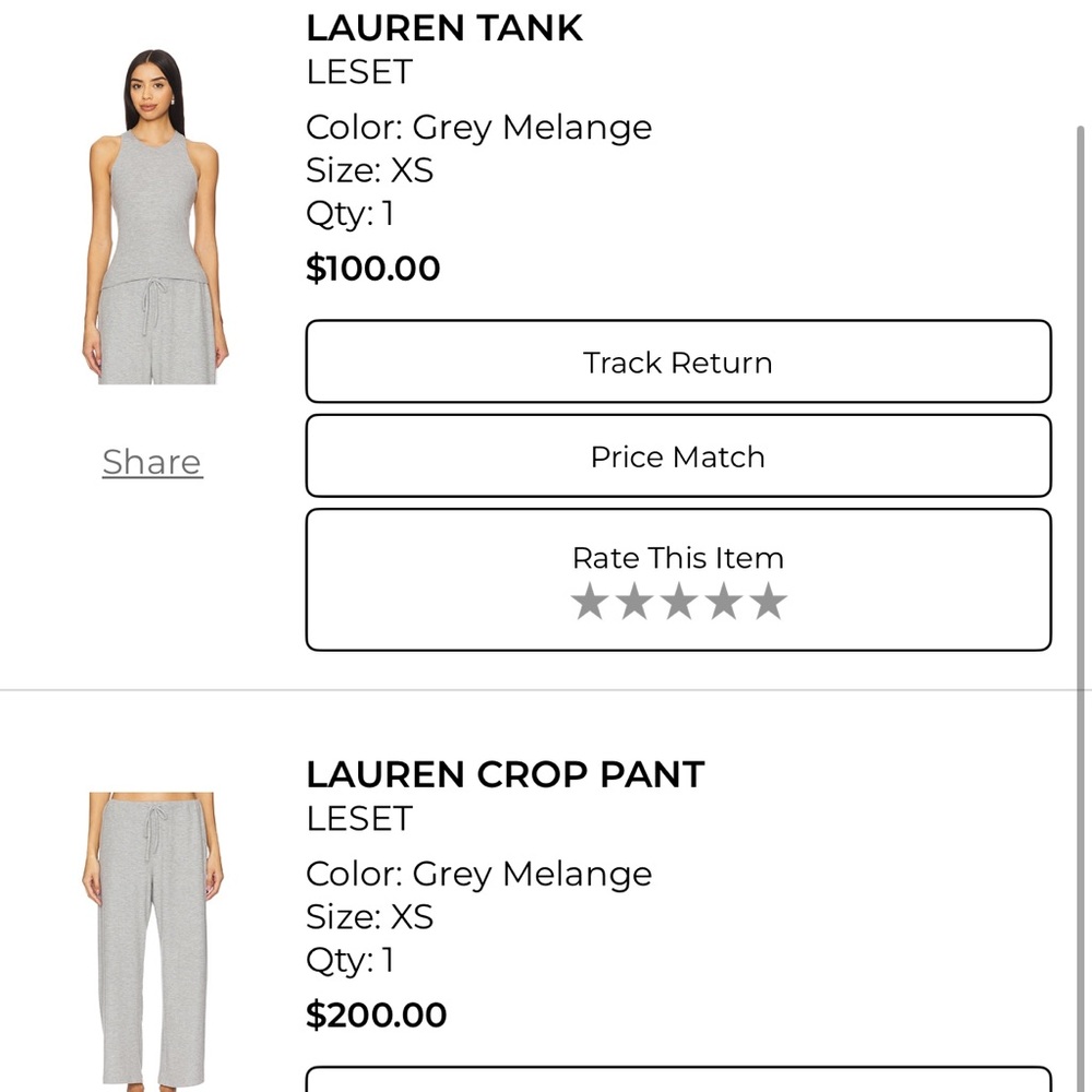 LESET Lauren Tank + Crop Pant in Grey Melange - Picture 2 of 3